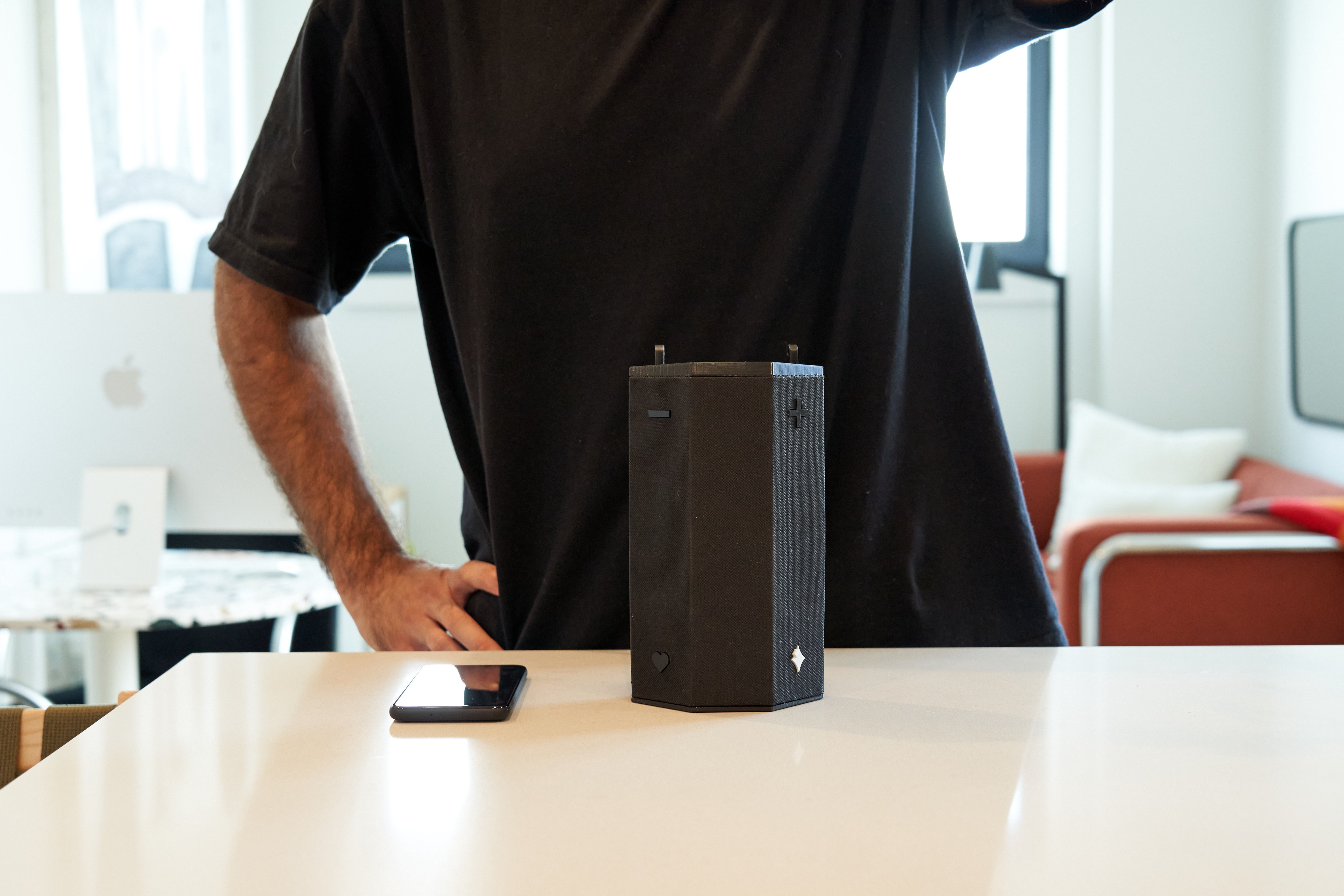 still image demo of the smartphone being installed into the speaker shell