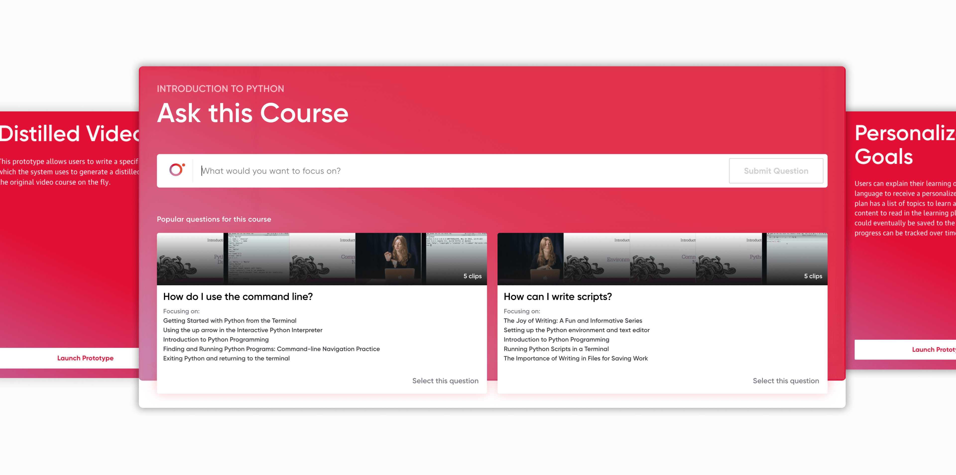screengrab of personalized goal homepage