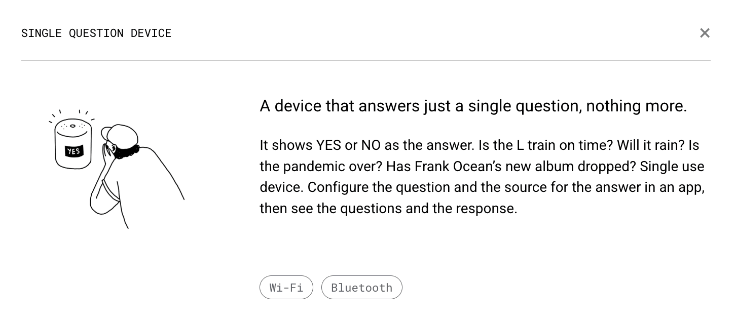single question device